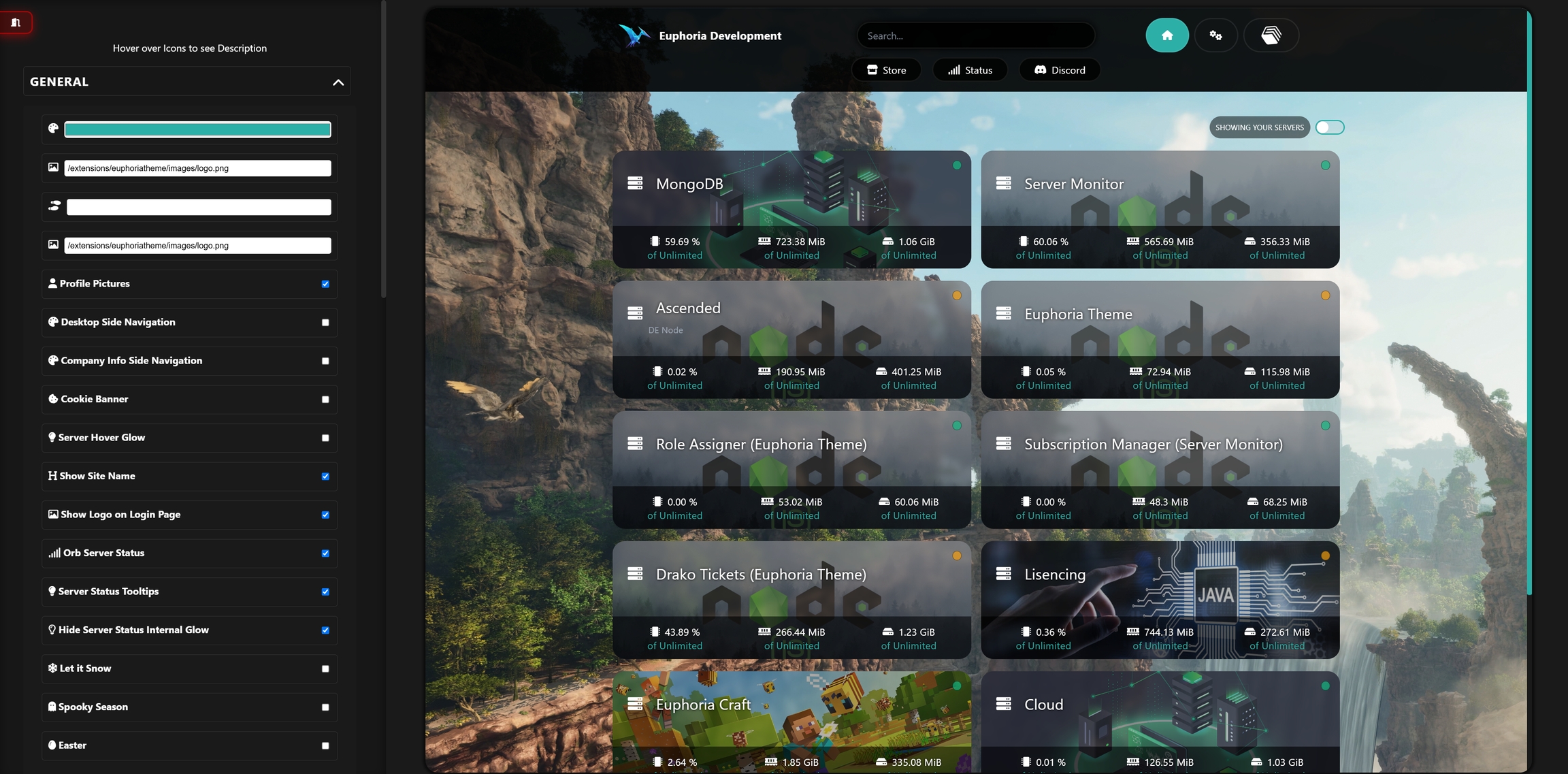 Theme customiser example