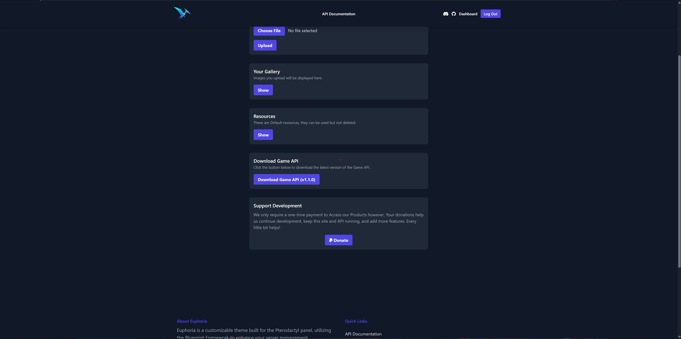 Game API setup example