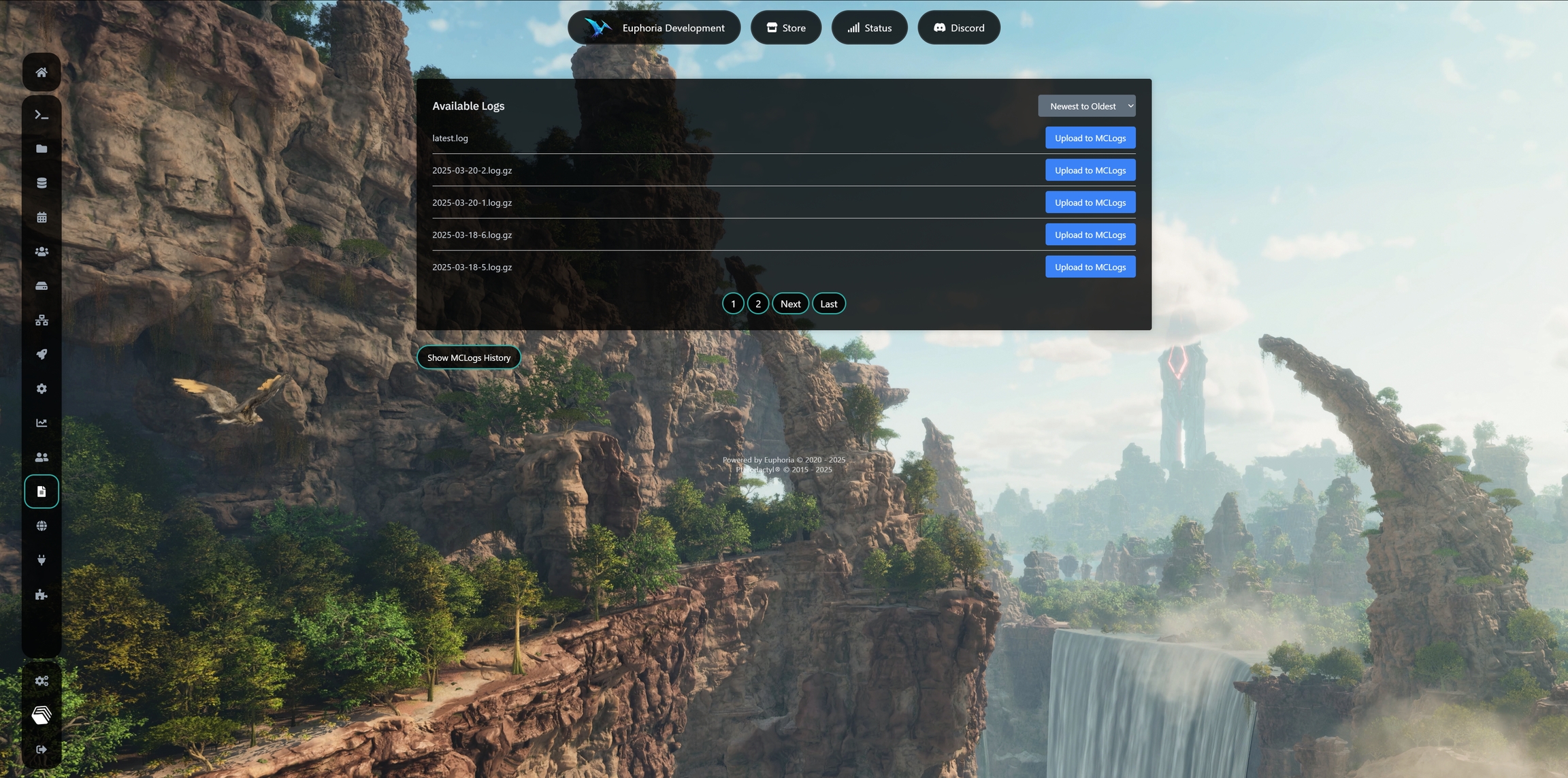 MC Logs page example